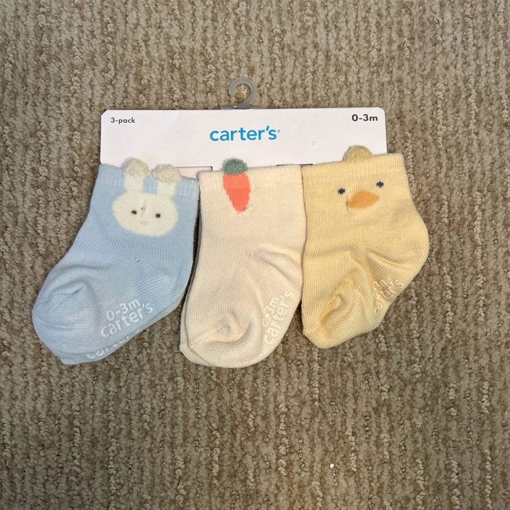 Carter's Baby Socks 3-Pack - Blue, Cream, Yellow
